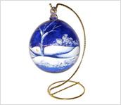 Cobalt Blue 4-1/2'' Ornament with Canaan Valley design by Kim Barley